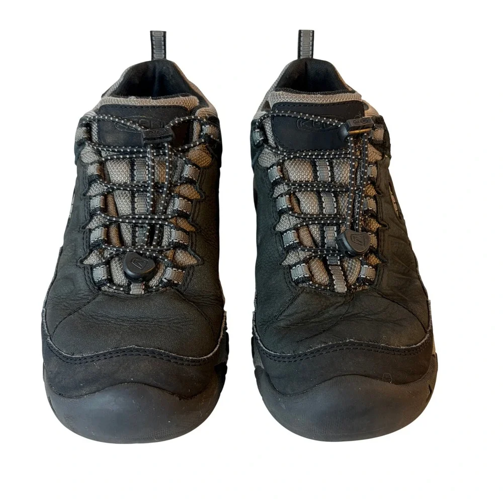 KEEN Targhee IV Waterproof Kids Size 2 Black Grey Hiking Shoes 1029564
